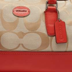 Coach Orange/Beige Signature Canvas and Leather Haley Satchel 