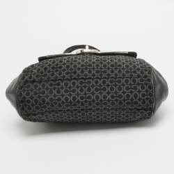 Coach Black Op Art Fabric and Leather Madison Madeline Satchel