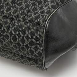 Coach Black Op Art Fabric and Leather Madison Madeline Satchel