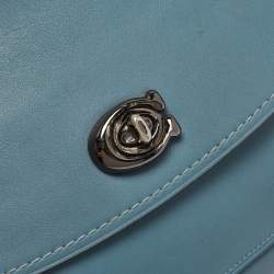 Coach Blue Leather Small Parker Chain Flap Shoulder Bag