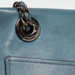 Coach Blue Leather Small Parker Chain Flap Shoulder Bag