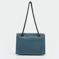 Coach Blue Leather Small Parker Chain Flap Shoulder Bag