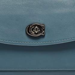 Coach Blue Leather Small Parker Chain Flap Shoulder Bag