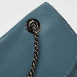 Coach Blue Leather Small Parker Chain Flap Shoulder Bag