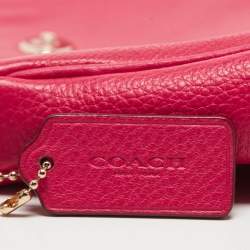 Pre Owned Coach Hot Pink Leather Baguette Bag
