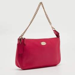 Pre Owned Coach Hot Pink Leather Baguette Bag
