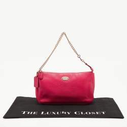 Pre Owned Coach Hot Pink Leather Baguette Bag
