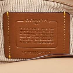 Pre Owned Coach Beoge/Old Rose Signature Coated Canvas and Leather Rose Embellished Riley Crossbody Bag