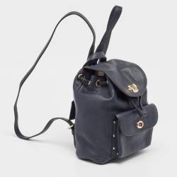 Coach Black Leather Mini Turnlock Rucksack Backpack