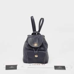 Coach Black Leather Mini Turnlock Rucksack Backpack