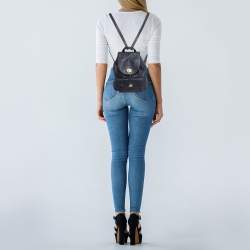 Coach Black Leather Mini Turnlock Rucksack Backpack