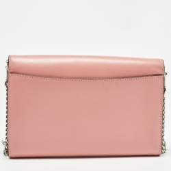 Coach Pink Leather Ruby Chain Clutch