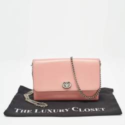 Coach Pink Leather Ruby Chain Clutch