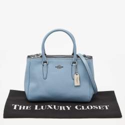 Pre Owned Coach Blue Leather Mini Surrey Carryall Tote