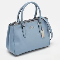 Pre Owned Coach Blue Leather Mini Surrey Carryall Tote
