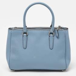 Pre Owned Coach Blue Leather Mini Surrey Carryall Tote