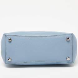 Pre Owned Coach Blue Leather Mini Surrey Carryall Tote