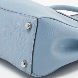 Pre Owned Coach Blue Leather Mini Surrey Carryall Tote
