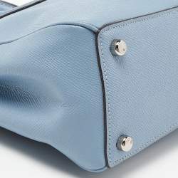 Pre Owned Coach Blue Leather Mini Surrey Carryall Tote