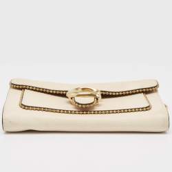 Pre Owned Coach Beige Leather Tabby Chain Shoulder Bag