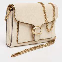 Pre Owned Coach Beige Leather Tabby Chain Shoulder Bag