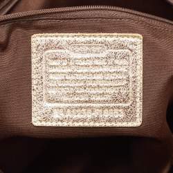 Pre Owned Coach Beige/Gold Signature Coated Canvas and Leather Heritage Star Tote