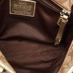 Pre Owned Coach Beige/Gold Signature Coated Canvas and Leather Heritage Star Tote
