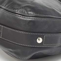 Pre Owned Coach Black Leather Logo Hobo