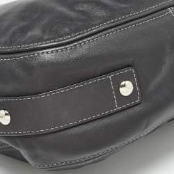 Pre Owned Coach Black Leather Logo Hobo