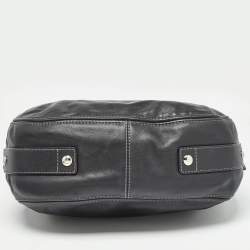 Pre Owned Coach Black Leather Logo Hobo