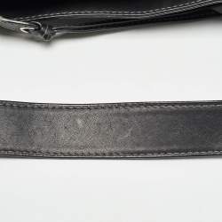 Pre Owned Coach Black Leather Logo Hobo