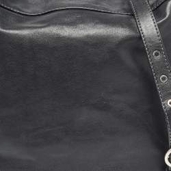 Pre Owned Coach Black Leather Logo Hobo
