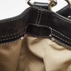 Pre Owned Coach Black Leather Logo Hobo