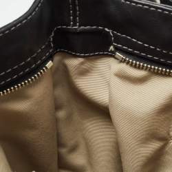 Pre Owned Coach Black Leather Logo Hobo