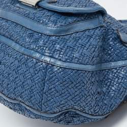 Coach Blue Woven Leather Kristin Hobo