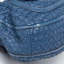 Coach Blue Woven Leather Kristin Hobo