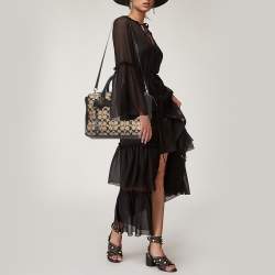 Pre Owned Coach Black Signature Canvas and Leather Bleecker Riley Tote