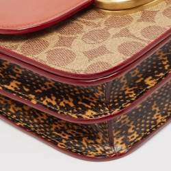 Coach Brown/Beige Signature Coated Canvas, Python Embossed and Leather Idol Bag