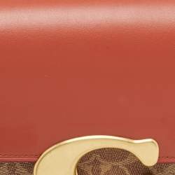 Coach Brown/Beige Signature Coated Canvas, Python Embossed and Leather Idol Bag