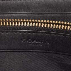 Pre Owned Coach Black Leather Accordion Zip Around Wallet