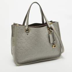 Coach Grey Signature Embossed Leather Tyler Carryall Tote