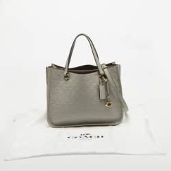 Coach Grey Signature Embossed Leather Tyler Carryall Tote