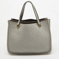 Coach Grey Signature Embossed Leather Tyler Carryall Tote