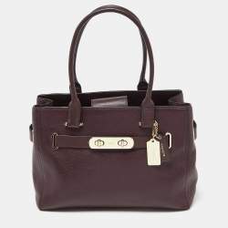 Coach Burgundy Leather Swagger 33 Tote