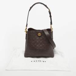 Pre Owned Coach Burgundy Signature Embossed Leather Willow Shoulder Bag