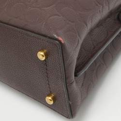 Pre Owned Coach Burgundy Signature Embossed Leather Willow Shoulder Bag