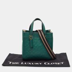 Coach Green Signature Embossed Leather Field Tote