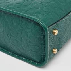 Coach Green Signature Embossed Leather Field Tote