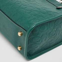 Coach Green Signature Embossed Leather Field Tote