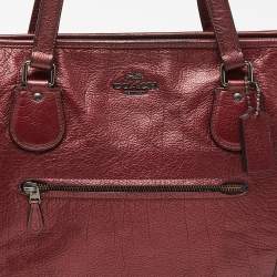 Pre Owned Coach Metallic Leather Zip Tote